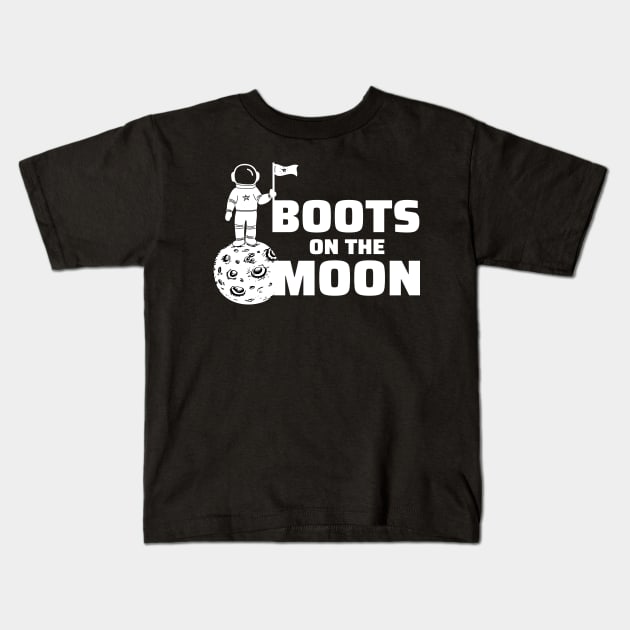 Boots on the Moon Kids T-Shirt by zeeshirtsandprints
